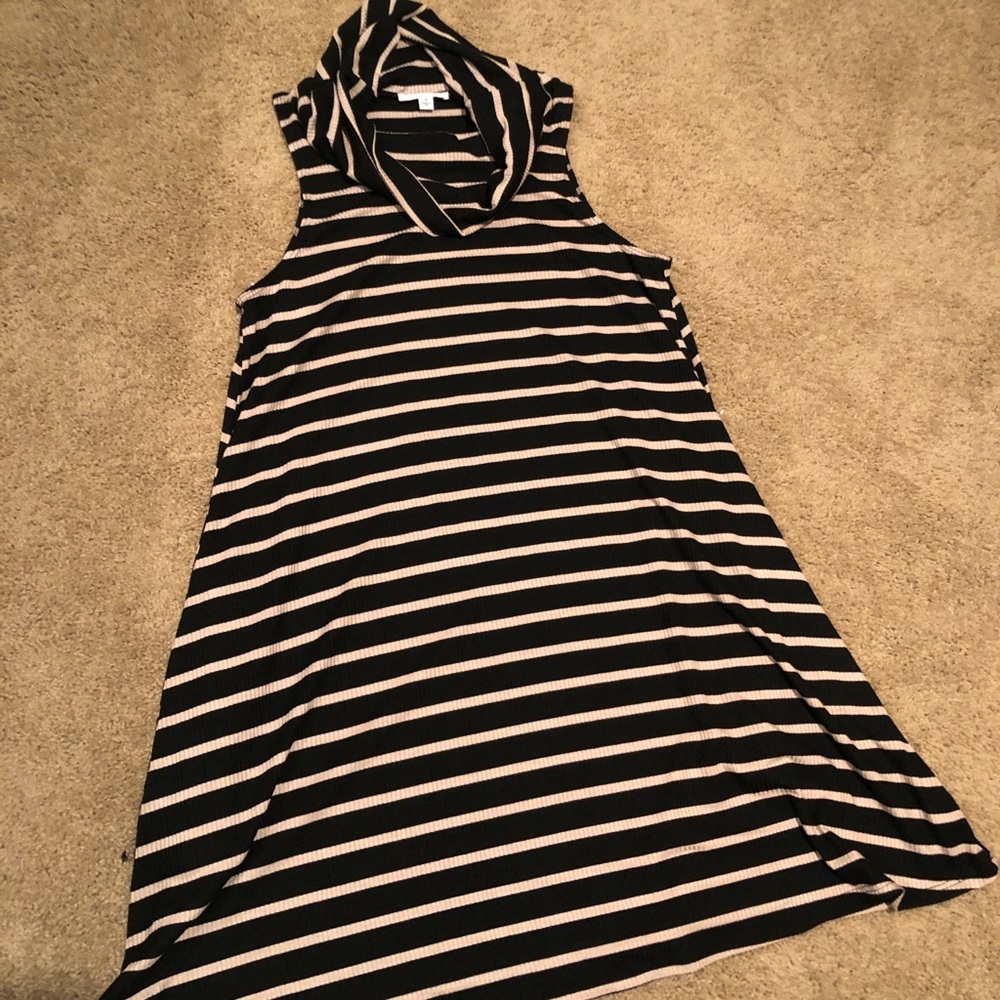 NWOT black and beige striped dress